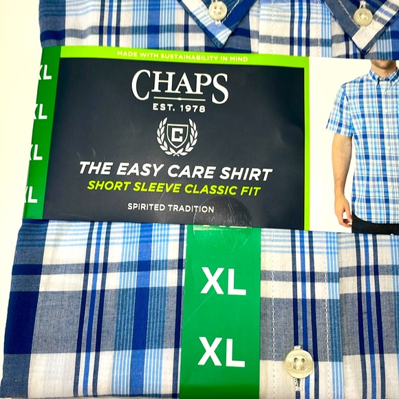 NWT CHAPS Men’s Easy Care Short Sleeve Classic Fit Size XL - Picture 3 of 5